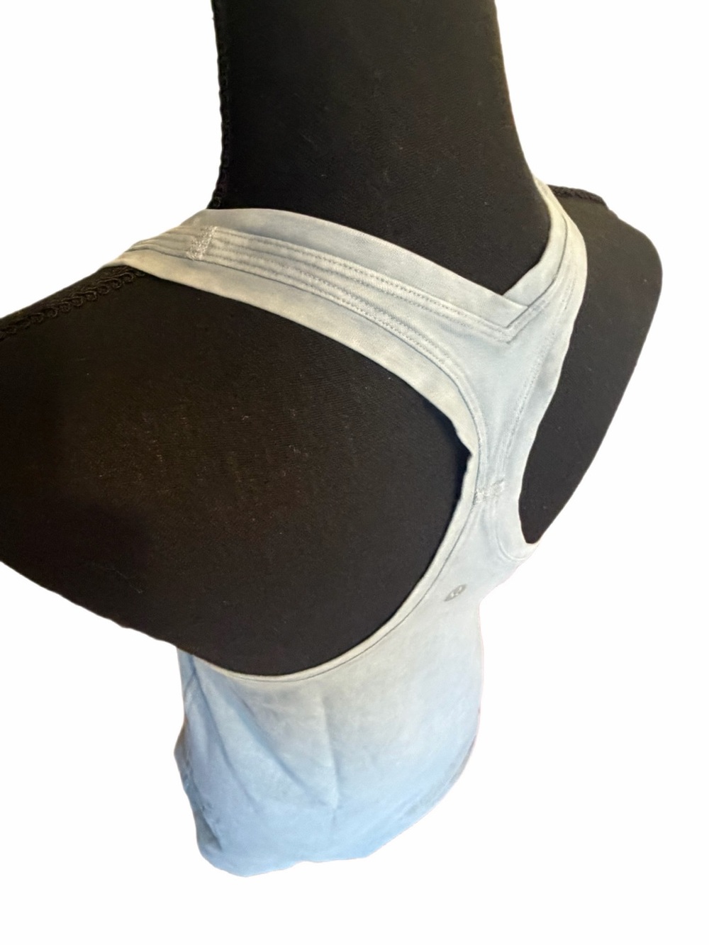 Lululemon Athleta Racer Back Distressed Light Blue Fitted Tank top- medium - Picture 3 of 9